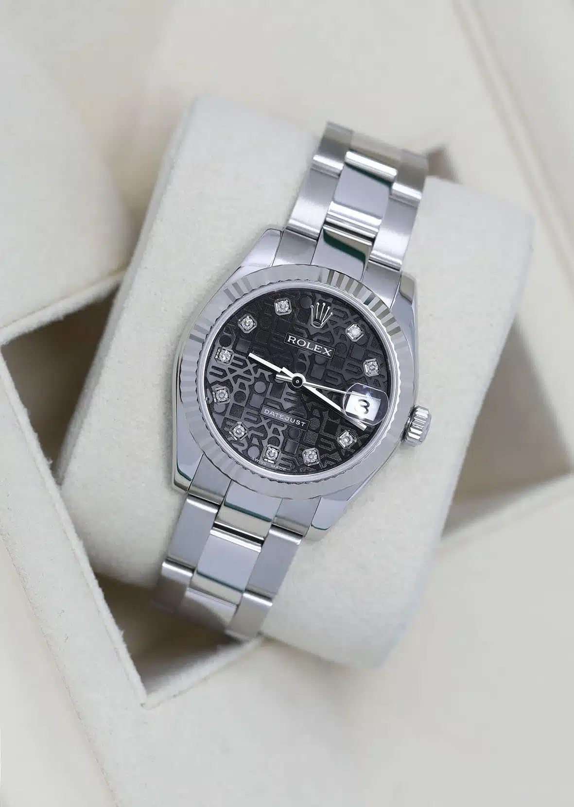 Rolex 31mm Lady-Datejust 178274 Black Rolex Logo Anniversary Diamond Dial Stainless Steel Watch – image 2