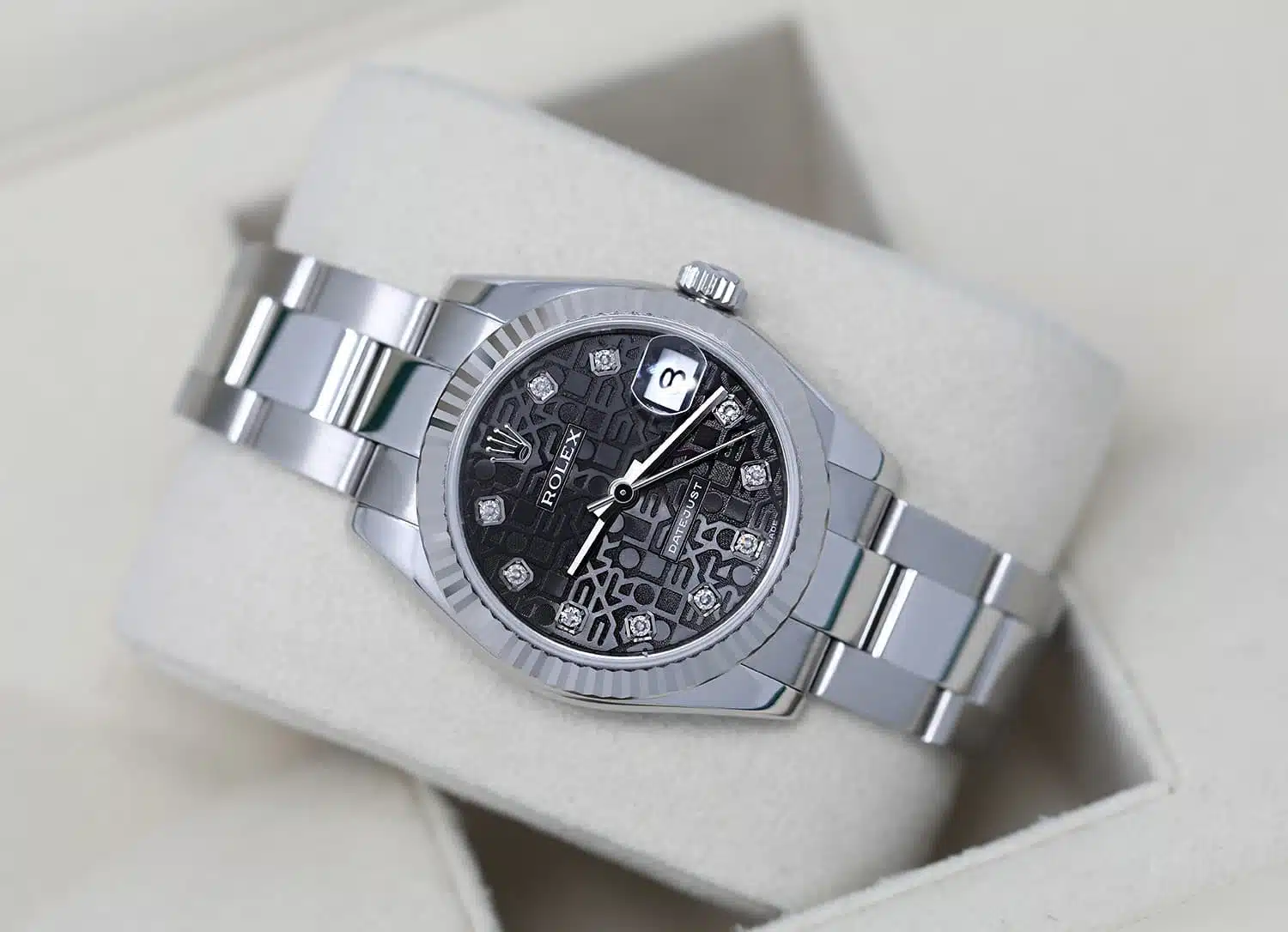 Rolex 31mm Lady-Datejust 178274 Black Rolex Logo Anniversary Diamond Dial Stainless Steel Watch – image 3