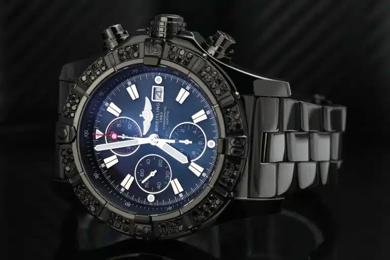 Breitling Super Avenger Chronograph A13370 PVD/DLC Coated with 1- Row Black Diamonds on a Bezel Steel Watch – image 5
