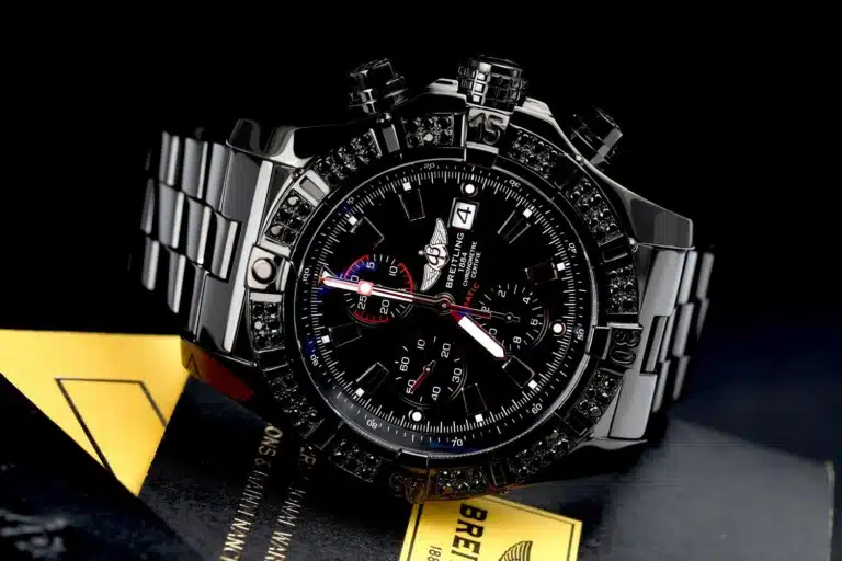 Breitling Super Avenger Chronograph A13370 PVD/DLC Coated with 1- Row Black Diamonds on a Bezel Steel Watch – image 4
