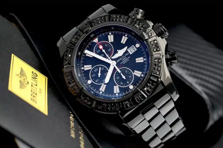 Breitling Super Avenger Chronograph A13370 PVD/DLC Coated with 1- Row Black Diamonds on a Bezel Steel Watch – image 6