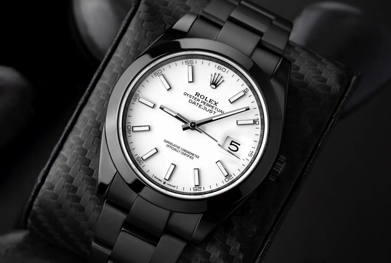 Rolex 41mm Datejust Black PVD/DLC Watch Oyster Band White Dial – image 4