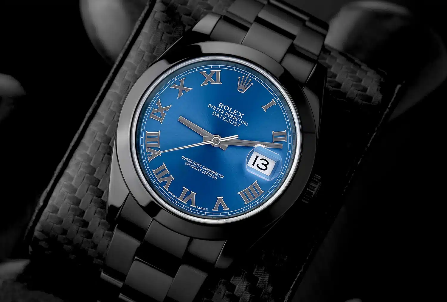 Rolex 41mm Datejust Black PVD/DLC Watch Oyster Band Blue Dial – image 3