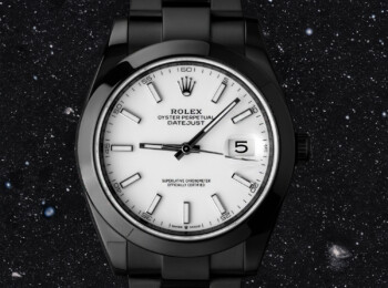 Rolex Datejust 41 126300 black PVD/DLC watch, white dial, detail