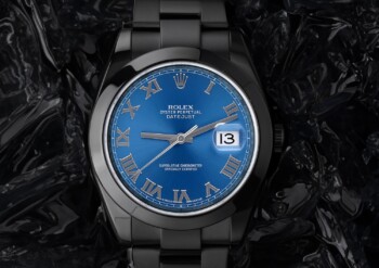 Rolex Datejust 41 126300 black PVD/DLC watch, blue dial, detail