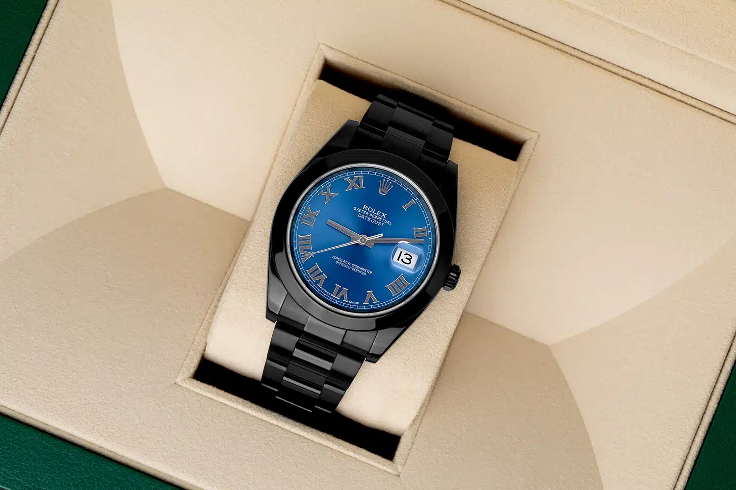 Rolex 41mm Datejust Black PVD/DLC Watch Oyster Band Blue Dial – image 8