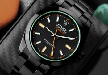 Rolex Milgauss Green Crystal Black Dial Black PVD/DLC Stainless Steel Watch 116400GV – alternate view