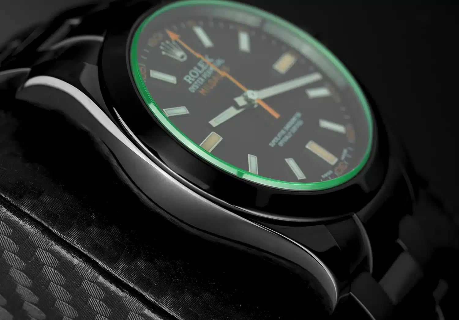 Rolex Milgauss 116400GV Green Crystal Black Dial Black PVD/DLC Stainless Steel Watch – image 7