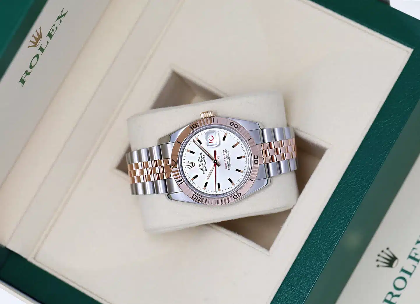 Rolex Datejust Turn-O-Graph 116261 Two Tone Stainless Steen and Rose Gold Watch Silver Dial – image 4