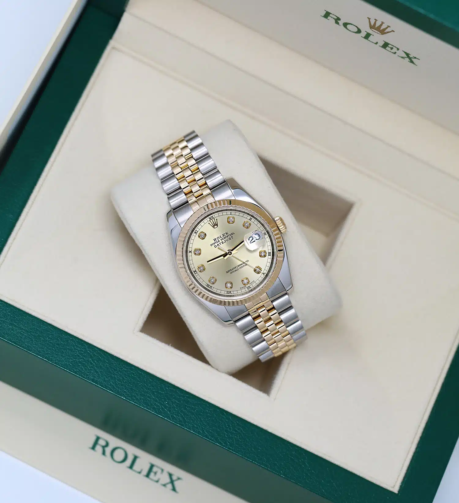 Rolex Datejust 36mm 116233 Two Tone Watch Champagne Diamond Dial Jubilee Band Hidden Clasp – image 4