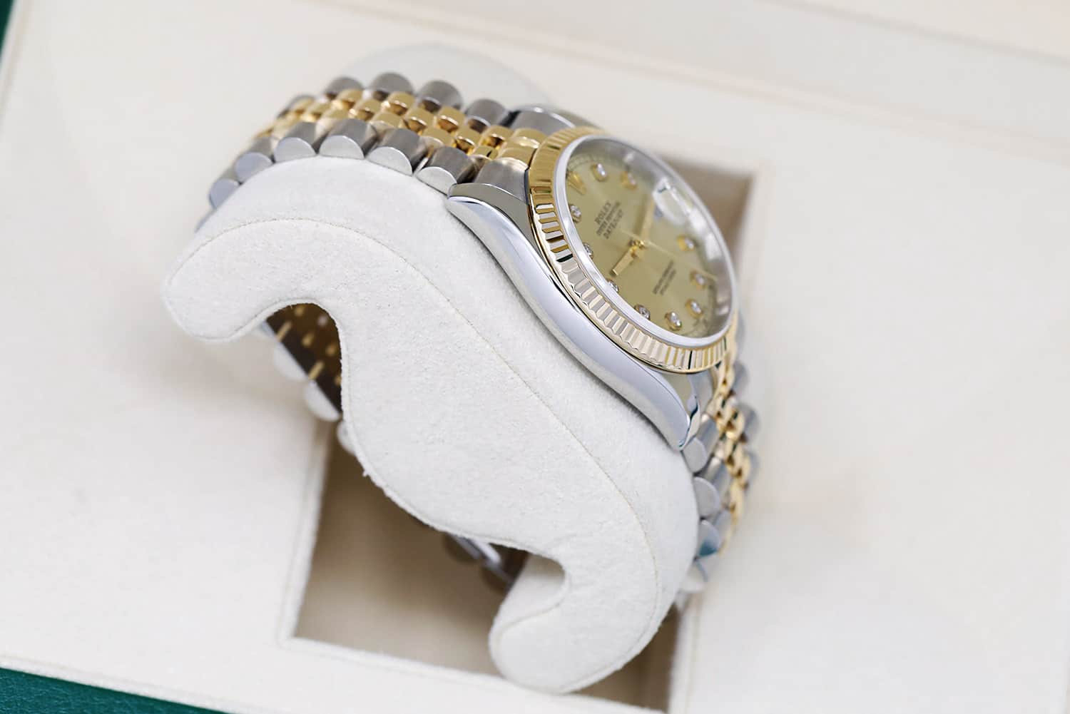 Rolex Datejust 36mm 116233 Two Tone Watch Champagne Diamond Dial Jubilee Band Hidden Clasp