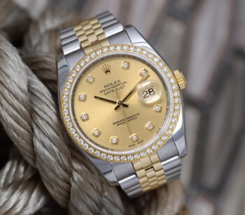 Rolex Datejust 36mm 116243-0005 Stainless Steel and Yellow Gold Factory Diamond Bezel Champagne Diamond Dial – alternate view