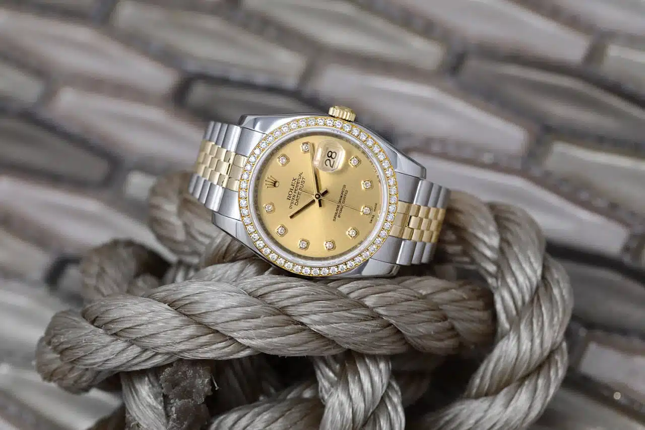Rolex Datejust 36mm 116243-0005 Stainless Steel and Yellow Gold Factory Diamond Bezel Champagne Diamond Dial – image 3