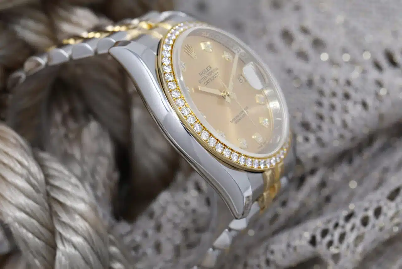 Rolex Datejust 36mm 116243-0005 Stainless Steel and Yellow Gold Factory Diamond Bezel Champagne Diamond Dial – image 7