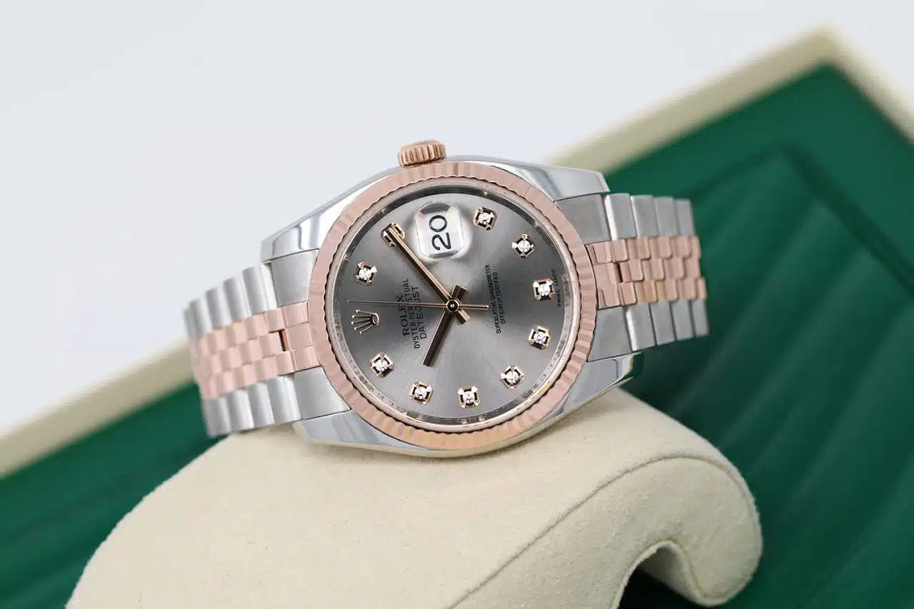 Rolex Datejust 116231-0100 Steel and Rose Gold 36mm Watch Factory Grey Diamond Dial Jubilee  Band – image 3