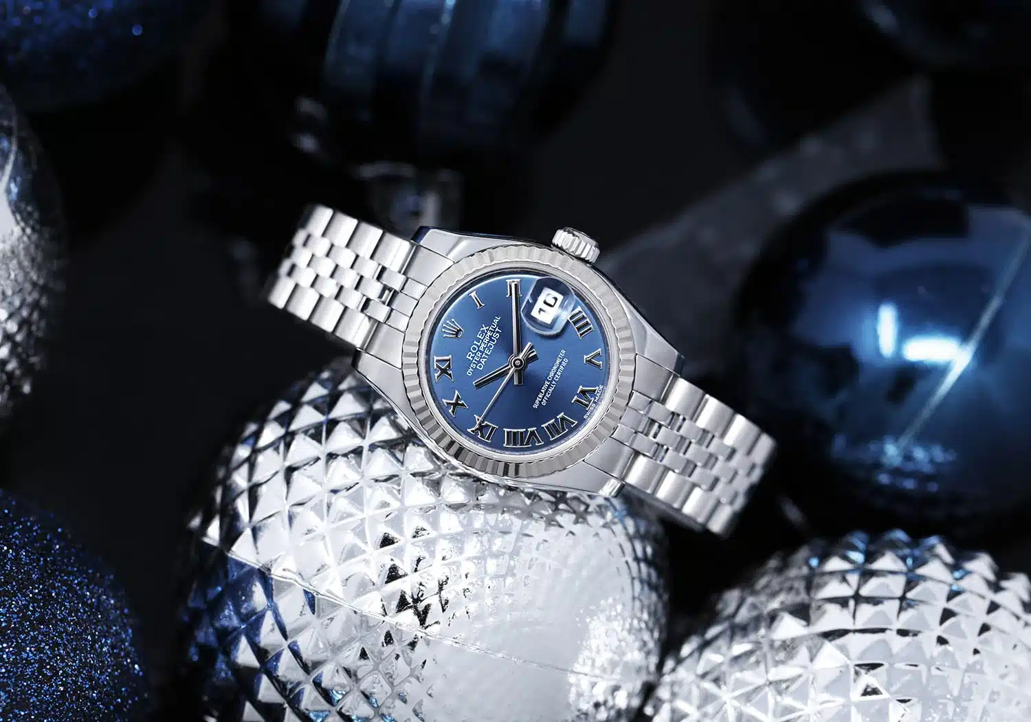 Rolex 26mm Lady-Datejust 179174 Steel & White Gold Watch Blue Roman Dial – image 3
