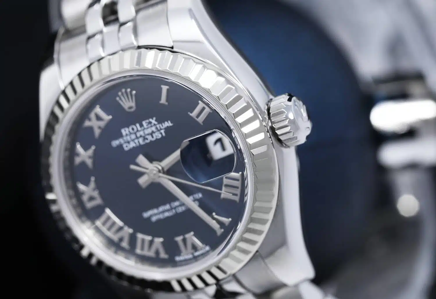 Rolex 26mm Lady-Datejust 179174 Steel & White Gold Watch Blue Roman Dial – image 4