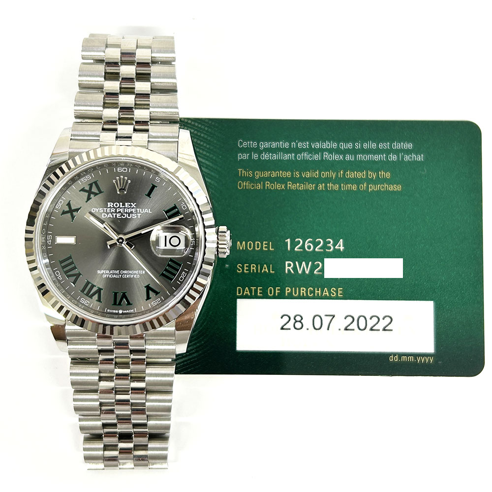 Rolex Datejust Grey Roman Dial 36mm Jubilee Bracelet 126234 Stainless Steel Watch MINT 2022