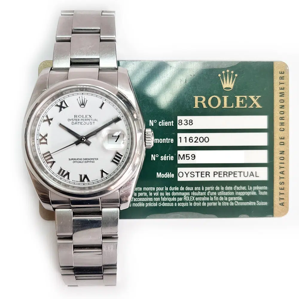 Rolex Datejust 36mm Oyster 116200 Stainless Steel with White Dial Watch 2009 – image 2