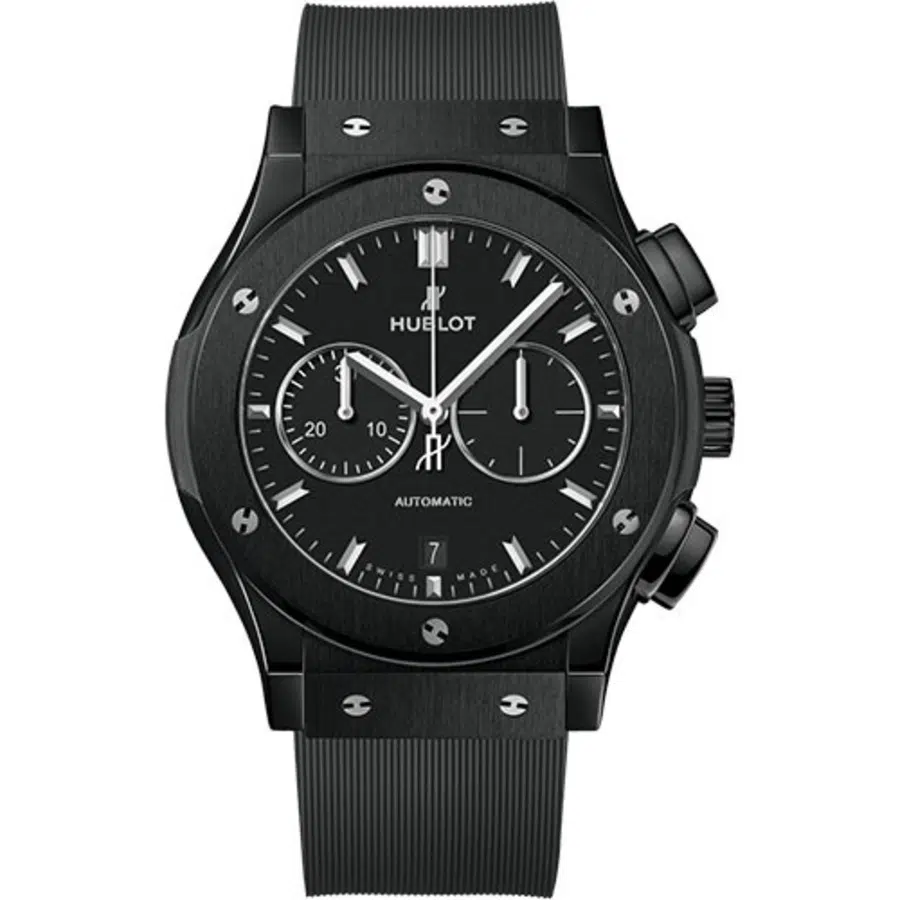 Hublot Classic Fusion Chronograph 541.CM.1171.RX 42 mm Black Dial Black Lined Rubber Strap Watch 2024