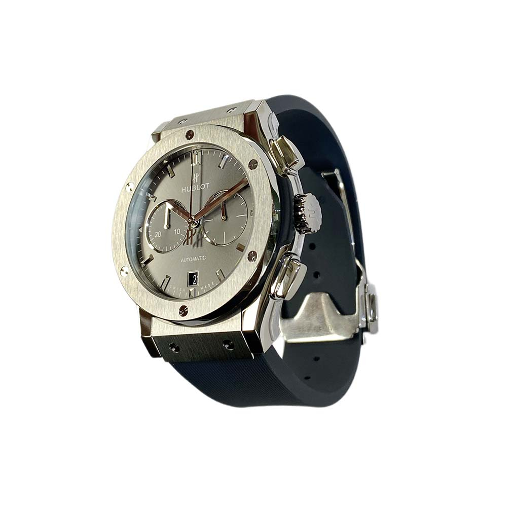 Hublot Classic Fusion Chronograph 541.NX.7070.RX Titanium With Grey Rubber Watch Grey Dial