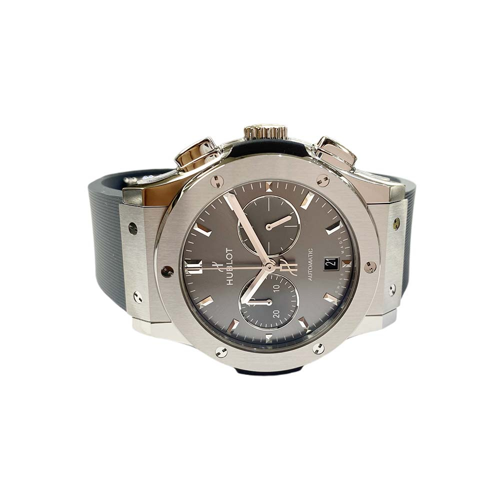 Hublot Classic Fusion Chronograph 541.NX.7070.RX Titanium With Grey Rubber Watch Grey Dial