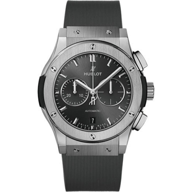 Hublot Classic Fusion Chronograph 541.NX.7070.RX Titanium With Grey Rubber Watch Grey Dial