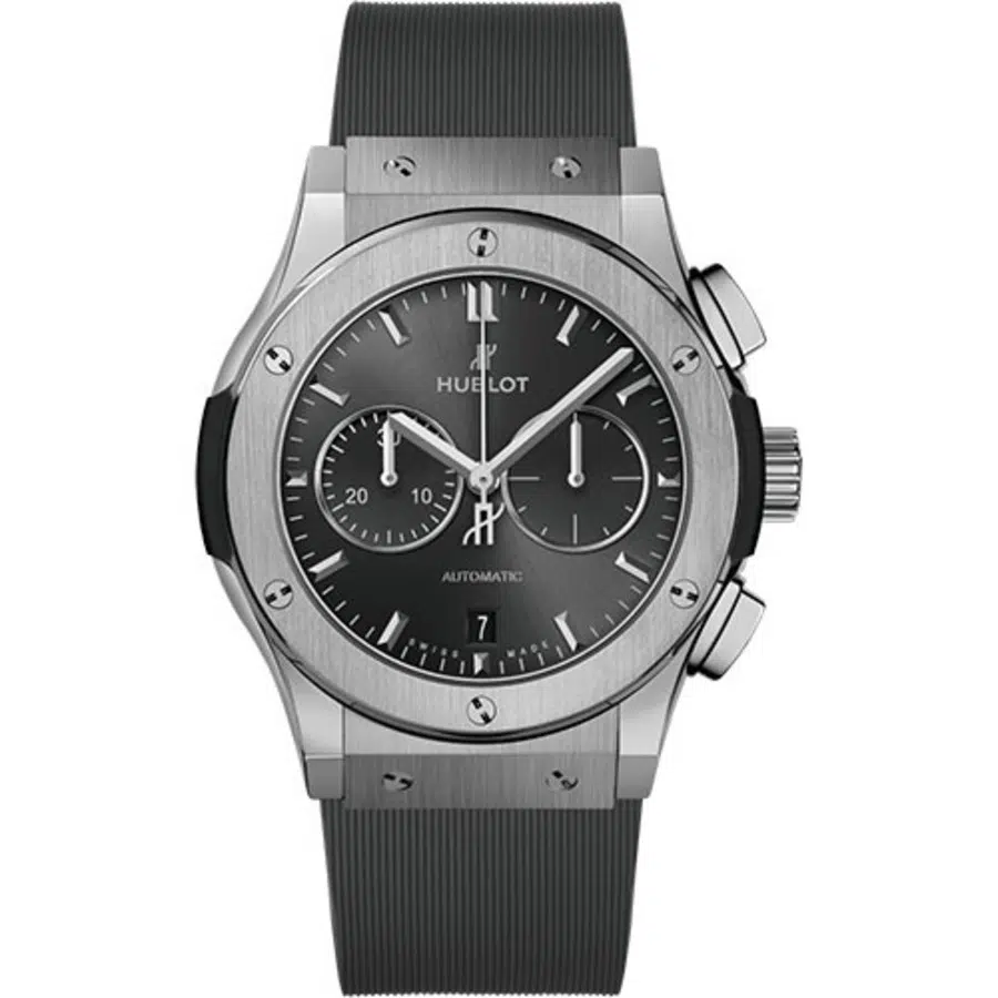 Hublot Classic Fusion Chronograph 541.NX.7070.RX Titanium With Grey Rubber Watch Grey Dial