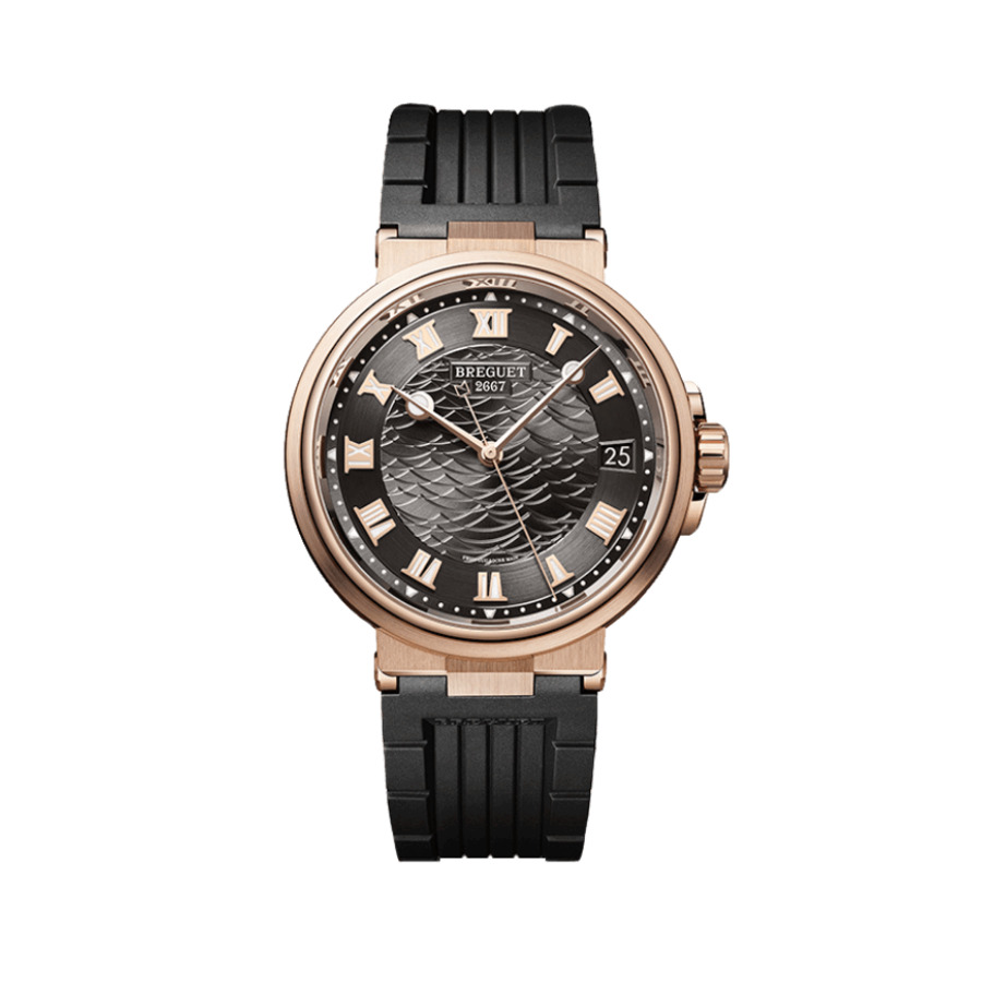 Breguet Marine Grey Dial 5517BRG35ZU Rose Gold with Black Rubber Watch 2024