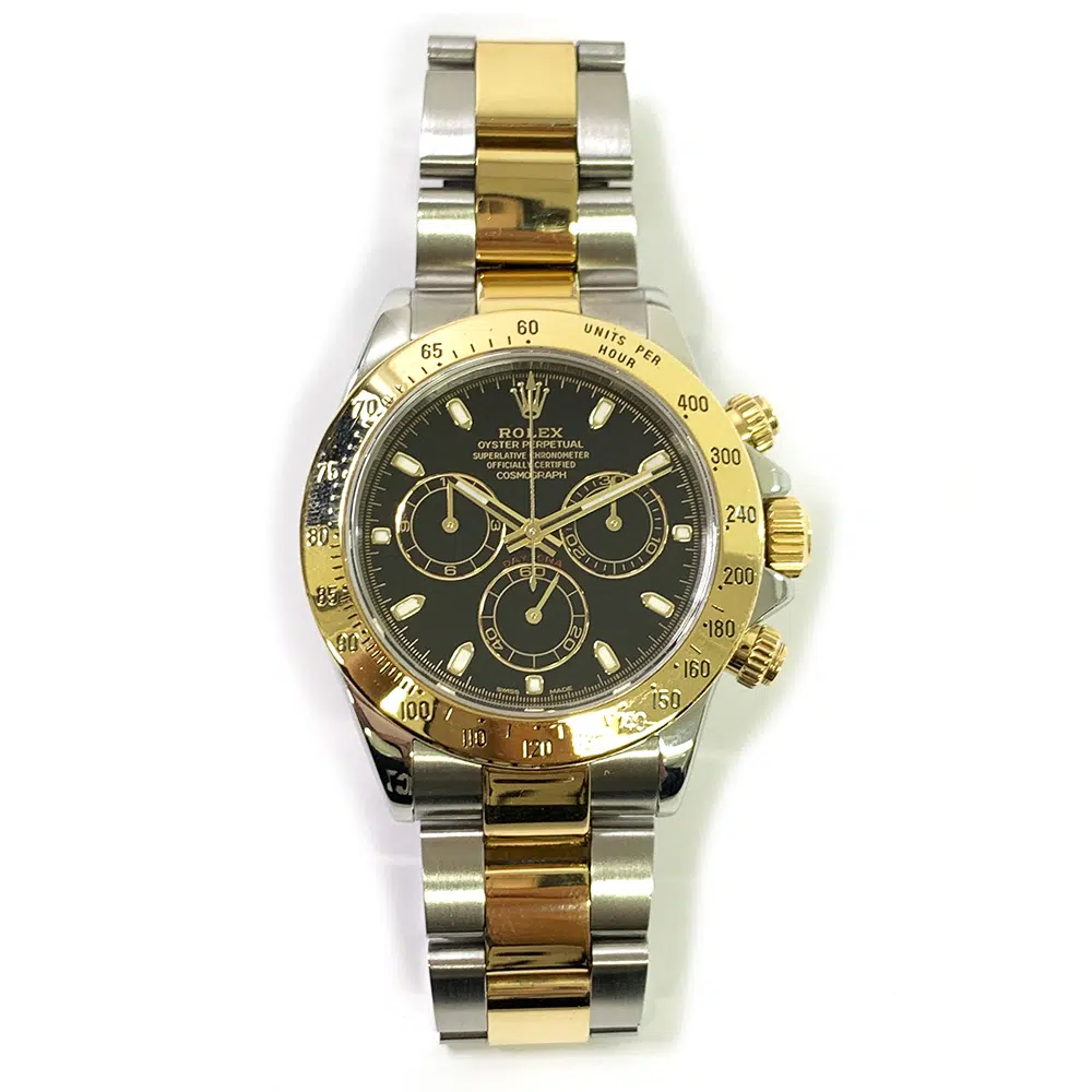 Rolex Daytona 40mm 116523 Oyster Stainless Steel & Yellow Gold Watch Black Index Dial – image 2