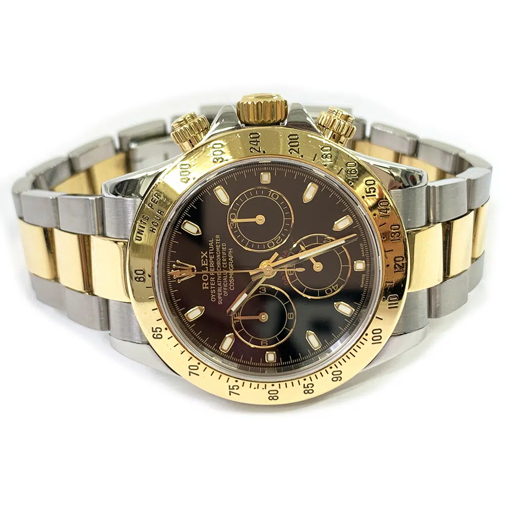 Rolex Daytona 40mm 116523 Oyster Stainless Steel & Yellow Gold Watch Black Index Dial – image 4