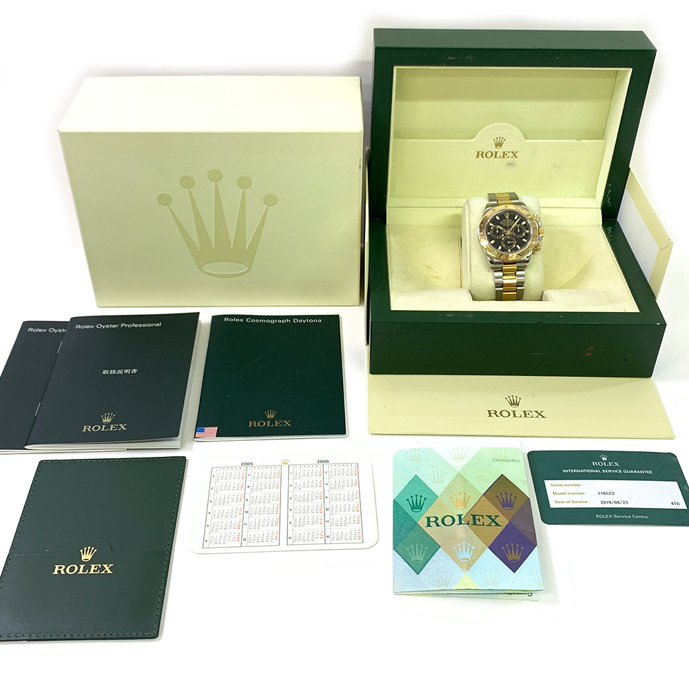 Rolex Daytona 40mm 116523 Oyster Stainless Steel & Yellow Gold Watch Black Index Dial