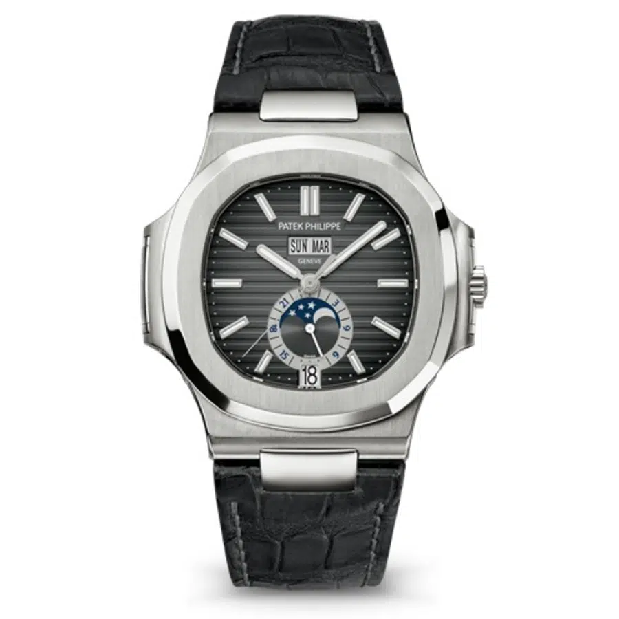 Patek Philippe Nautilus 5726A-001 Stainless Steel With Black Crocodile Leather Watch Grey Dial