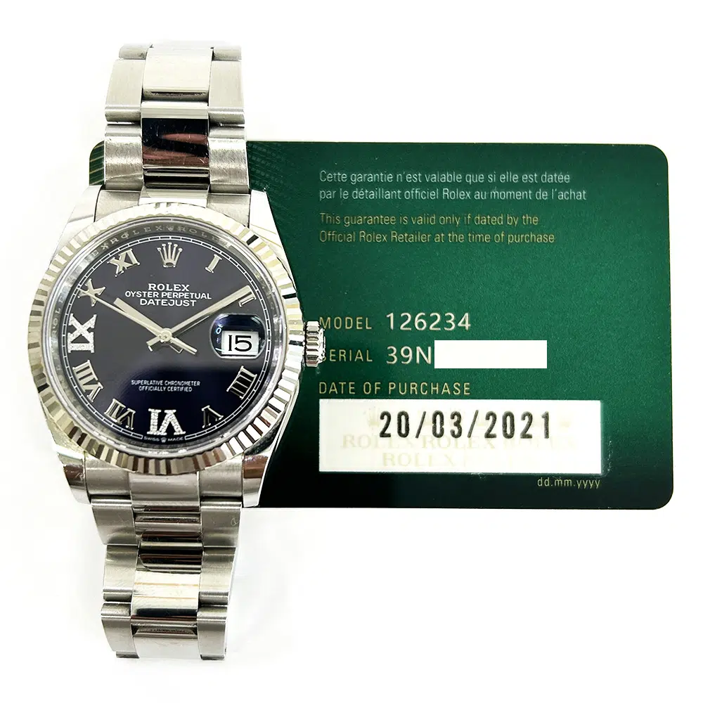 Rolex Datejust 36 126234 Oyster Stainless Steel with Purple Roman Diamond “VI” and “IX” Dial Watch 2021 – image 2
