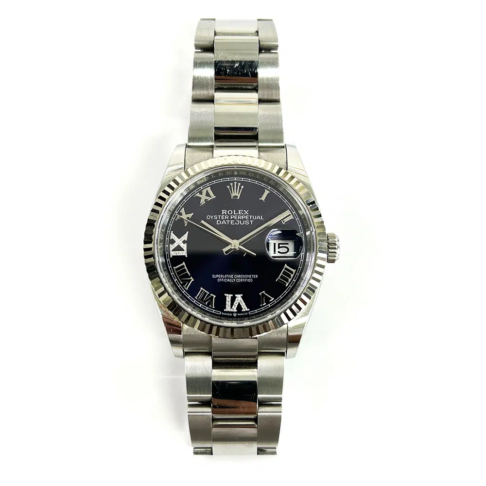 Rolex Datejust 36 126234 Oyster Stainless Steel with Purple Roman Diamond “VI” and “IX” Dial Watch 2021 – image 3