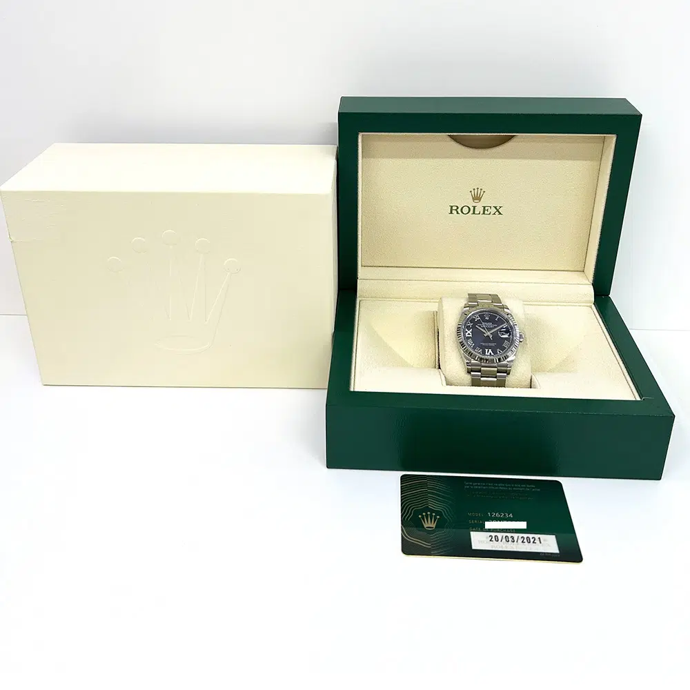 Rolex Datejust 36 126234 Oyster Stainless Steel with Purple Roman Diamond “VI” and “IX” Dial Watch 2021 – image 8