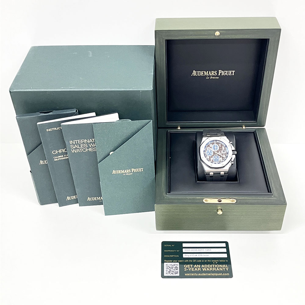 Audemars Piguet Royal Oak Offshore Chrono 26470ST.OO.A099CR.01.A Stainless Steel With Blue Rubber Watch Brown Arabic Dial 2019