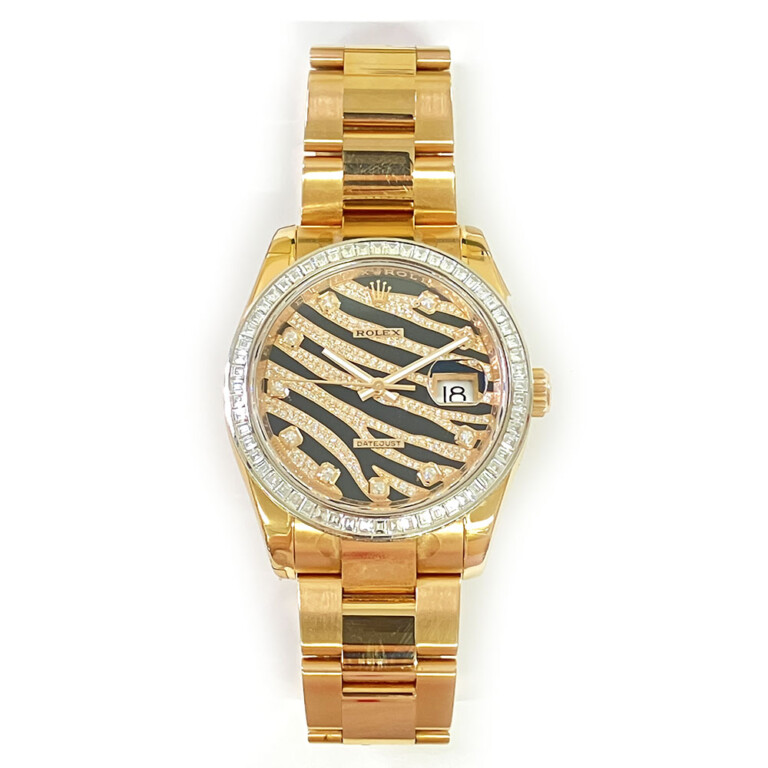 Rolex Datejust 116285BBR 36mm Rose Gold with Zebra Pattern Diamond Dial Watch