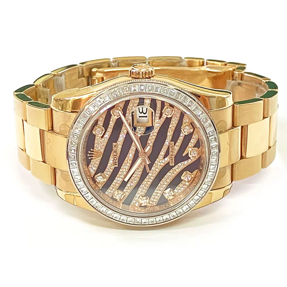 Rolex Datejust 116285BBR 36mm Rose Gold with Zebra Pattern Diamond Dial Watch – image 2