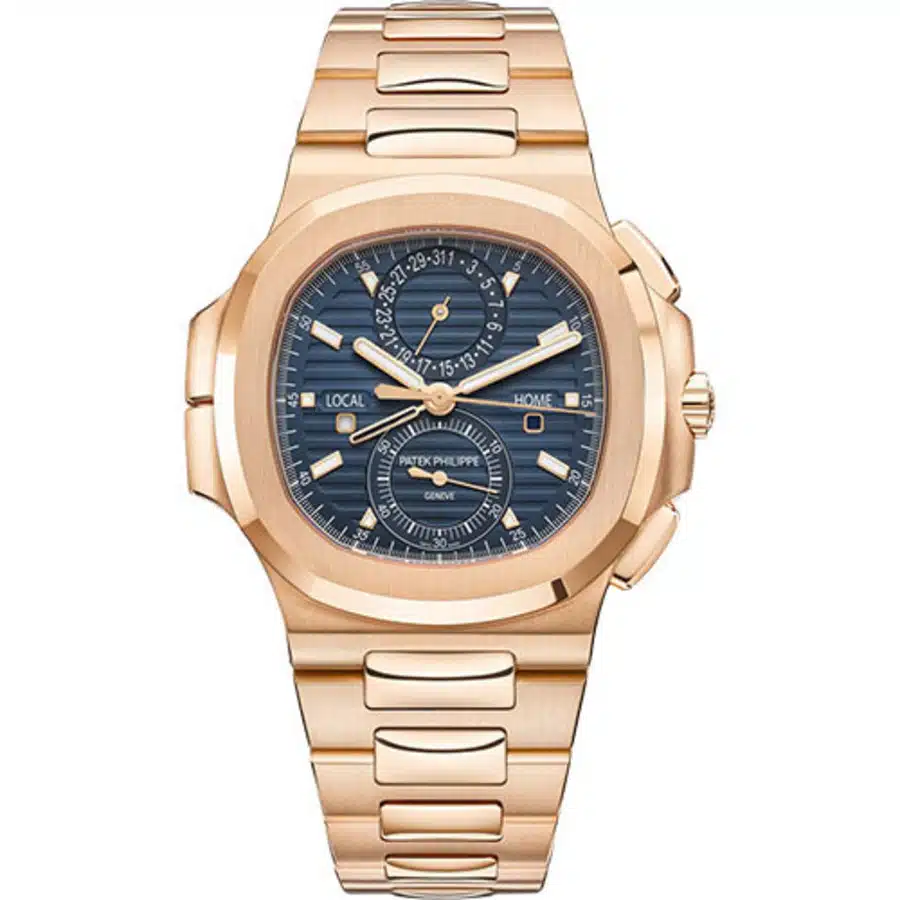 Patek Philippe Nautilus Self-Winding Travel Time Chronograph 5990/1R-001 Rose Gold Case Blue Dial Rose Gold Bracelet – image 2