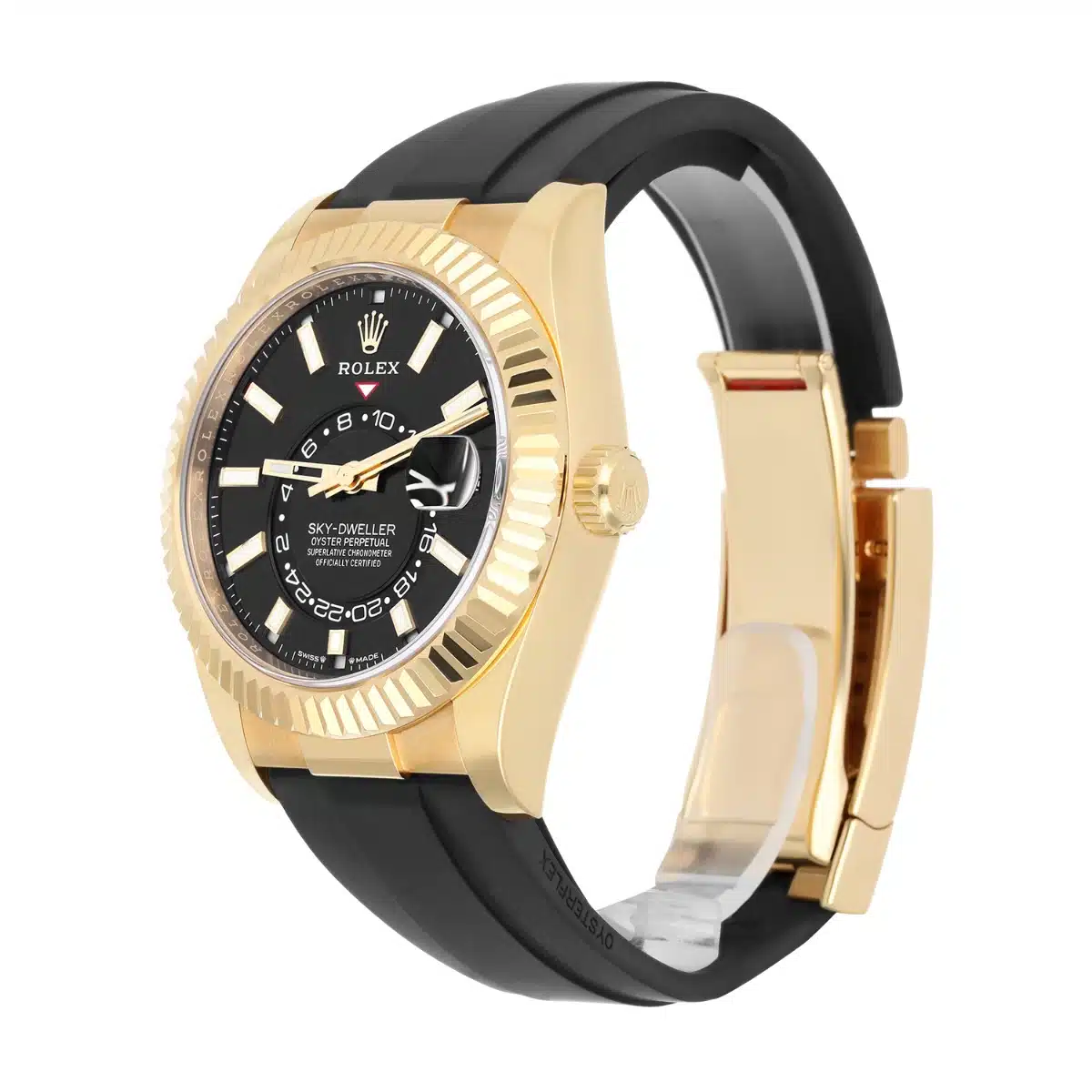 Rolex Sky-Dweller 326238 18k Yellow Gold Oysterflex Watch Black Dial – image 5