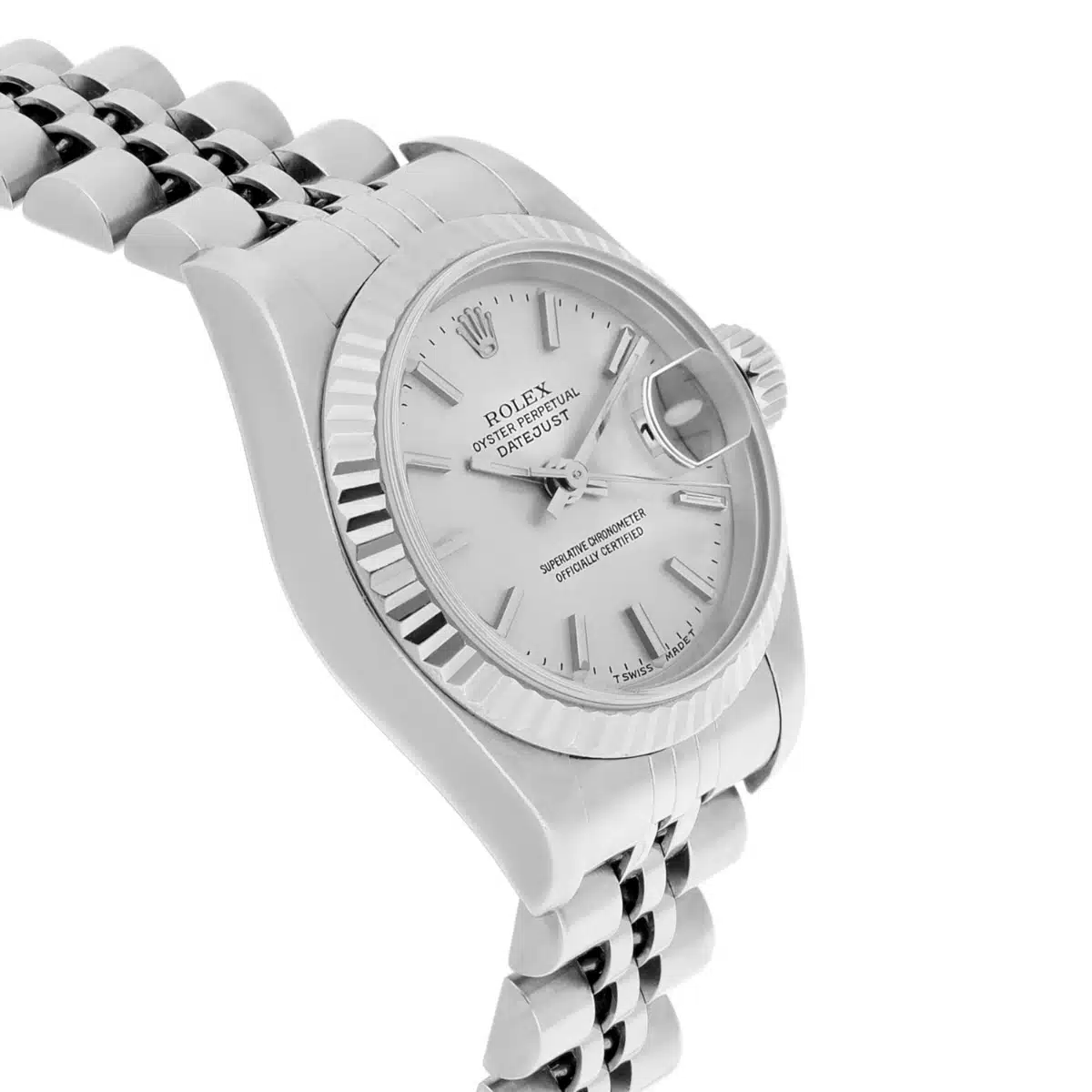 Rolex Ladies Datejust 26mm Silver Dial Fluted Bezel Jubilee Watch 69174 – image 6