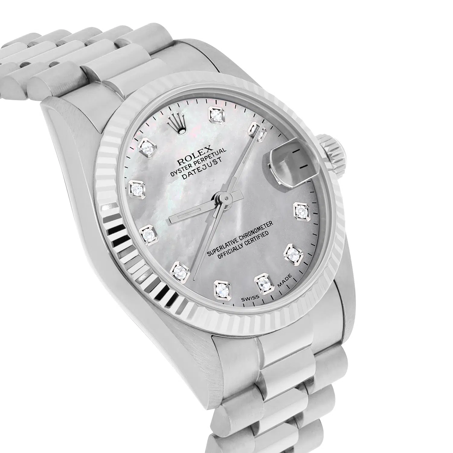 Rolex Datejust 31 White Gold Grey Mother of Pearl Dial Ladies Watch Presidential 68279 – image 5
