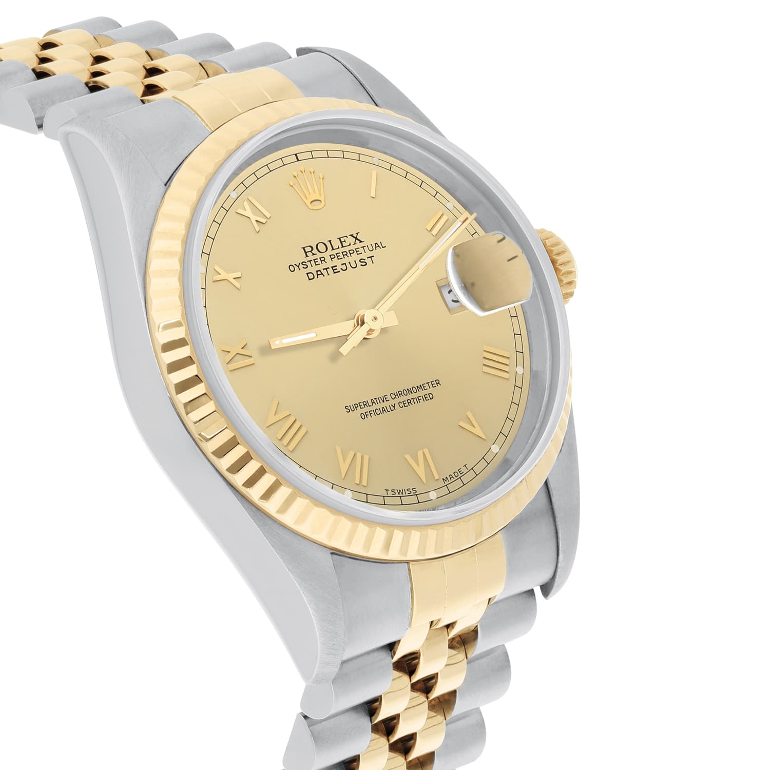 Rolex Datejust 36mm Two Tone Champagne Roman Dial Jubilee 16233 Circa - 1995