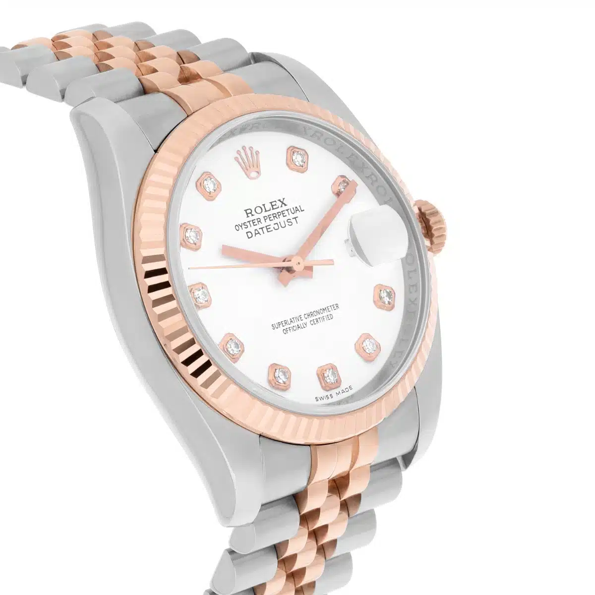 Rolex Datejust 36mm 116231-0060 White Diamond Dial Rose Gold & Stainless Steel Watch – image 5