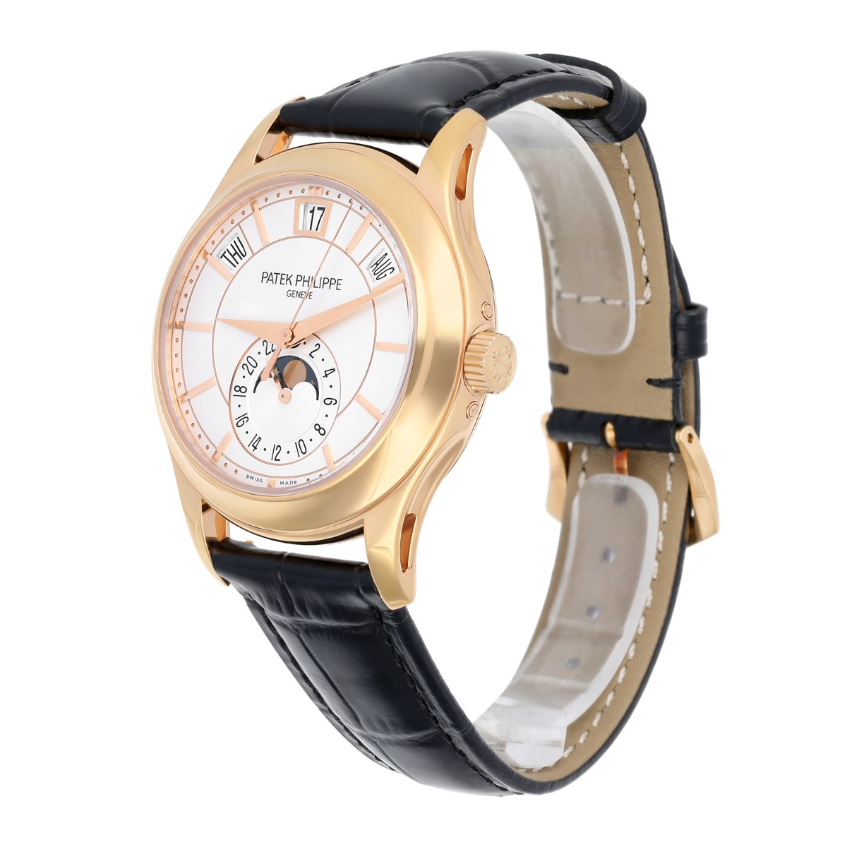 Patek Philippe Complications 5205R-001 Rose Gold Silver Dial Mens Watch Complete