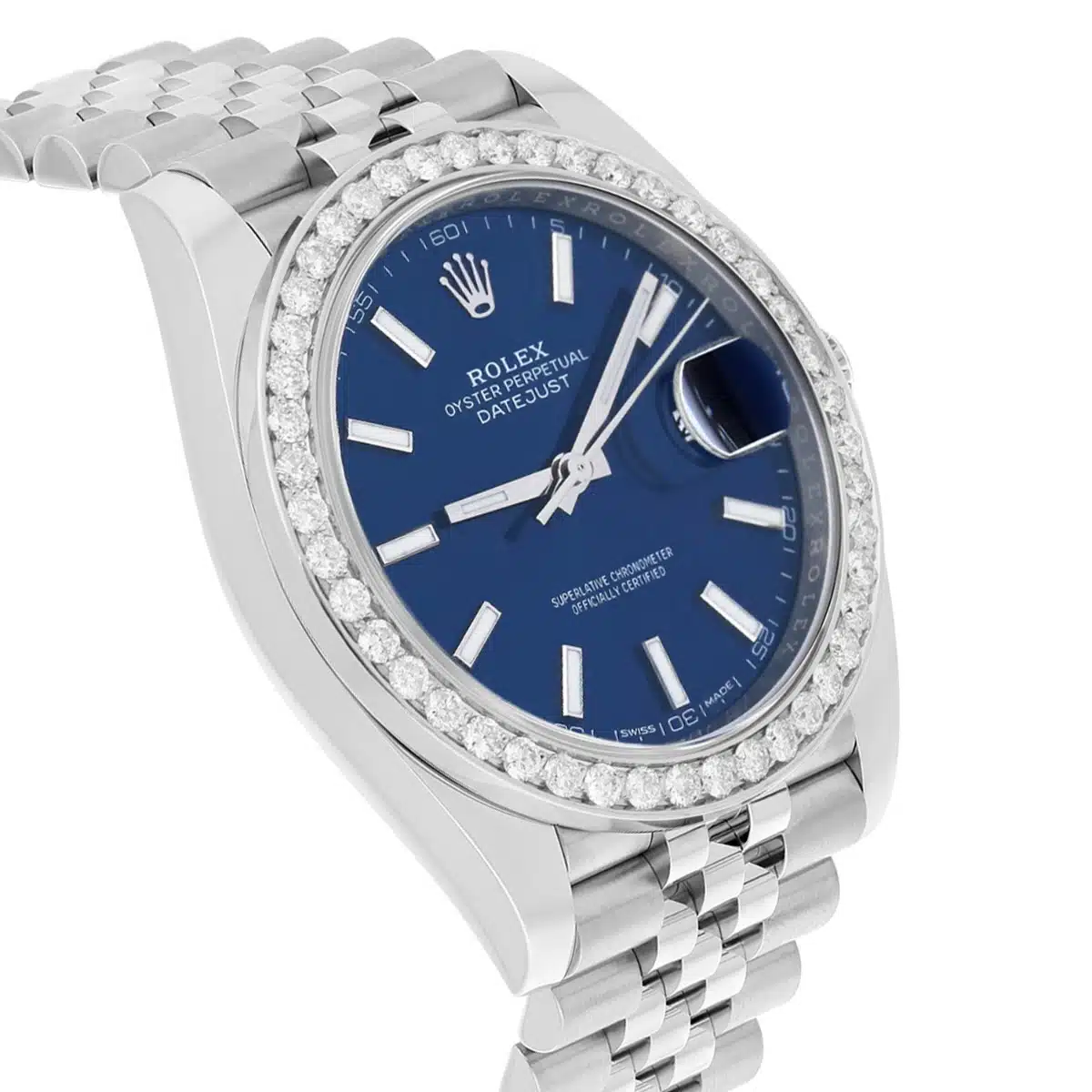 Rolex Datejust 41 126300 Steel Watch Blue Index Dial Diamonds Mens Jubilee Band – image 6