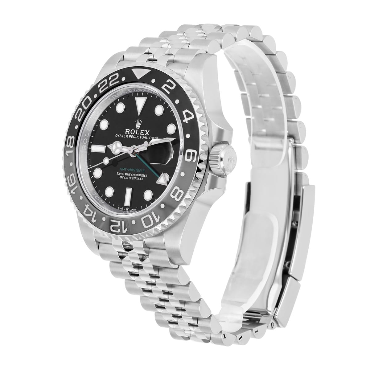 Rolex GMT-Master II 40mm 126710GRNR-0003 Jubilee Stainless Steel Watch Black Dial 2024