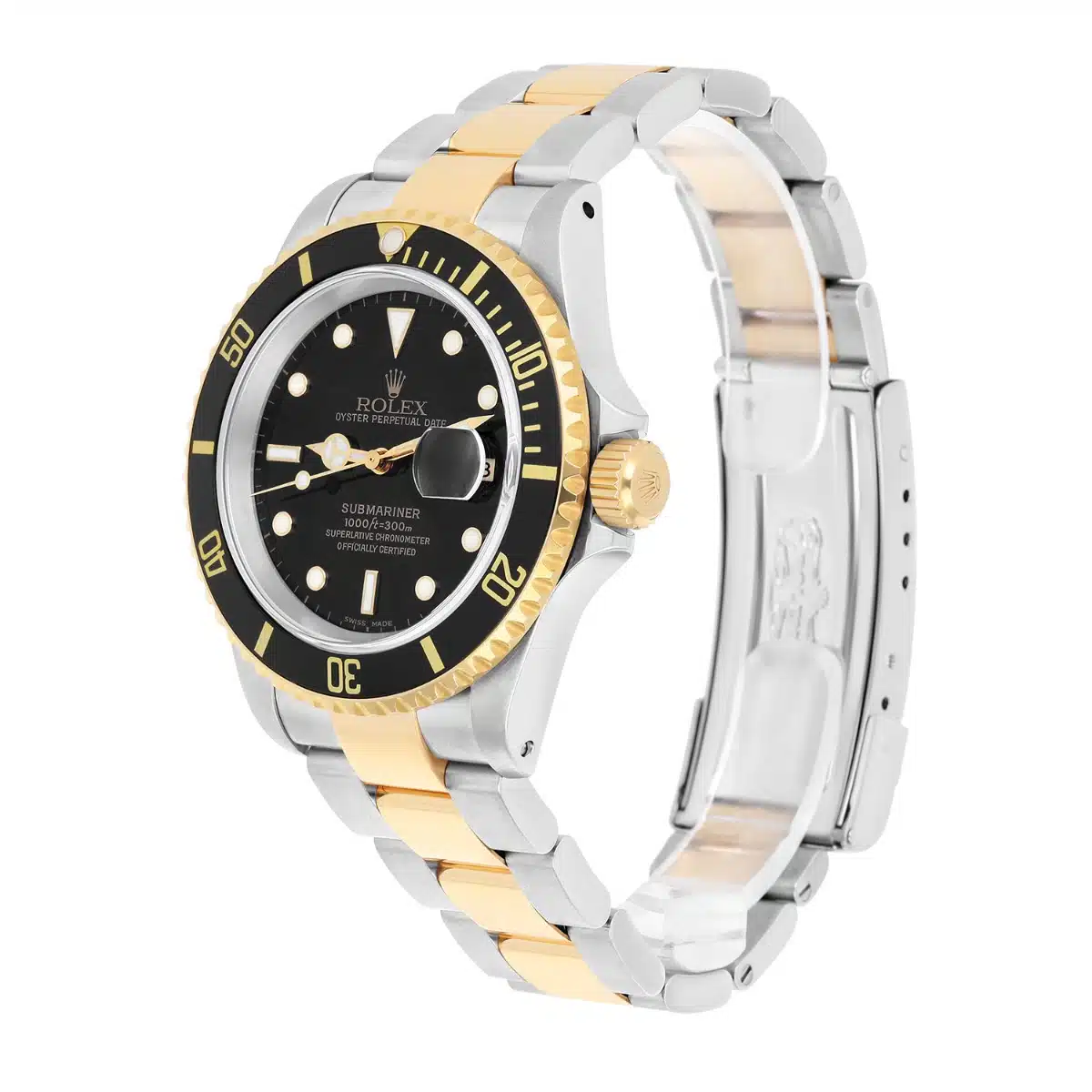 Rolex Steel & 18K Yellow Gold 40mm Submariner Black 16613N 18K Gold Buckle B/P – image 4