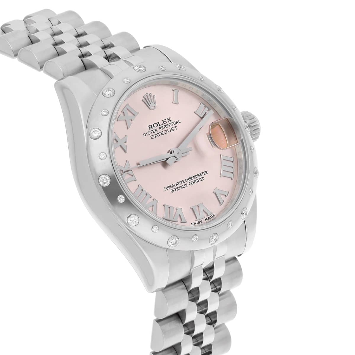 Rolex Ladies Datejust 178344 31mm Pink Dial Scattered Diamond Bezel Jubilee Band